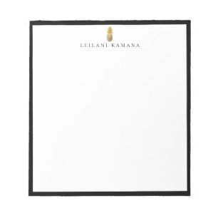 Gold Ananas Logo Schwarze Rahmen Notizblock