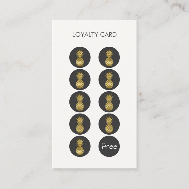 Gold Ananas Loyalty Punch Business Card Treuekarte (Vorderseite)