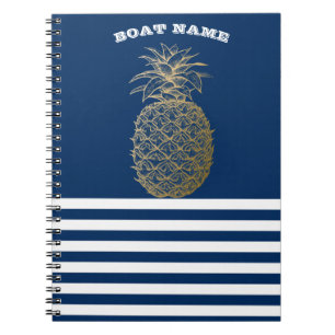 Gold Ananas Nautical Navy Blau Streifen Notizblock