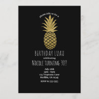 Gold Ananas Schwarzes Modernes Chic Tropisches Par