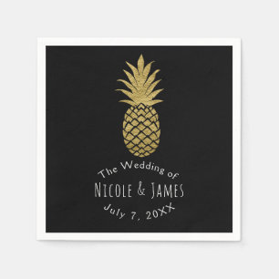 Gold Ananas Schwarzes Modernes Chic Tropisches Par Serviette