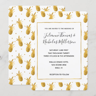 Gold Ananas und Dots Wedites Einladung