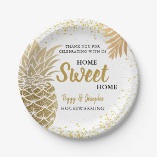 Gold Ananas Zuhause Sweet Zuhause Housewarming Pappteller