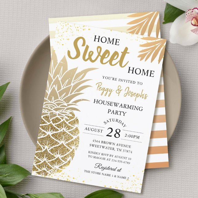Gold Ananas Zuhause Sweet Zuhause Housewarming Par Einladung (Von Creator hochgeladen)