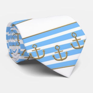 gold anchor blue white background krawatte
