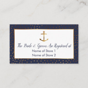 Gold Anchor Confetti, Eheregisterkarten der Marine Begleitkarte