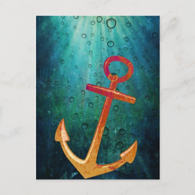 Gold Anchors weg nautical Postkarte (Vorderseite)