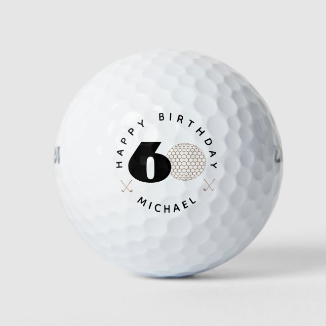 Gold And Black 60th birthday Golf Balls  Golfball (Vorderseite)