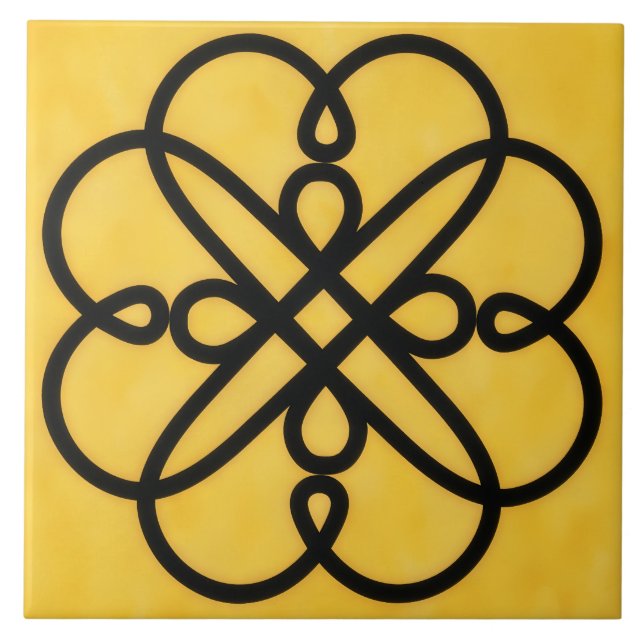 Gold and Black Celtic Style Symbol Tile Fliese (Vorderseite)