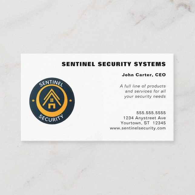 Gold and Black Circular Logo Security Visitenkarte (Vorderseite)