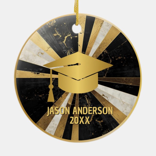Gold and Black Custom Graduation Ornament (Hinten)