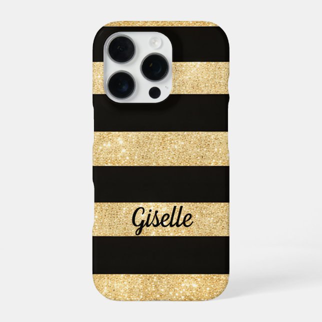 Gold and Black IPhone 16 Pro Case Hülle (Rückseite)