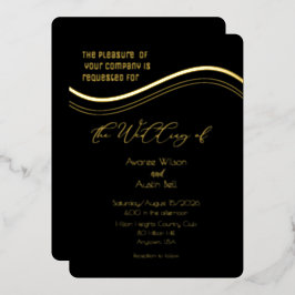 Gold and Black Minimalist Wedding Invitation Folieneinladung