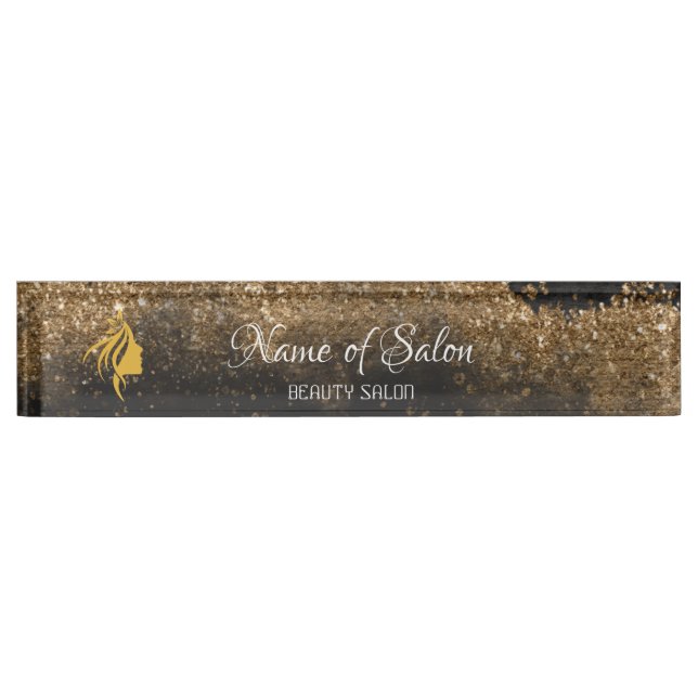Gold and black  Table Tent Sign Desk Name Plate Namensplakette (Vorderseite)