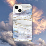Gold and blue agate geode gold foil glitter Case-Mate iPhone 14 hülle<br><div class="desc">Gold and blue agate geode gold foil glitter phone case with your monogram and name. This phone case is available for various of phones,  choose yours.</div>