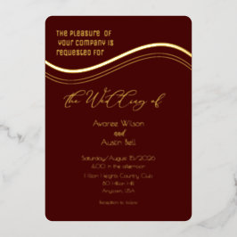Gold and Burgundy Minimalist Wedding Invitation Folieneinladung