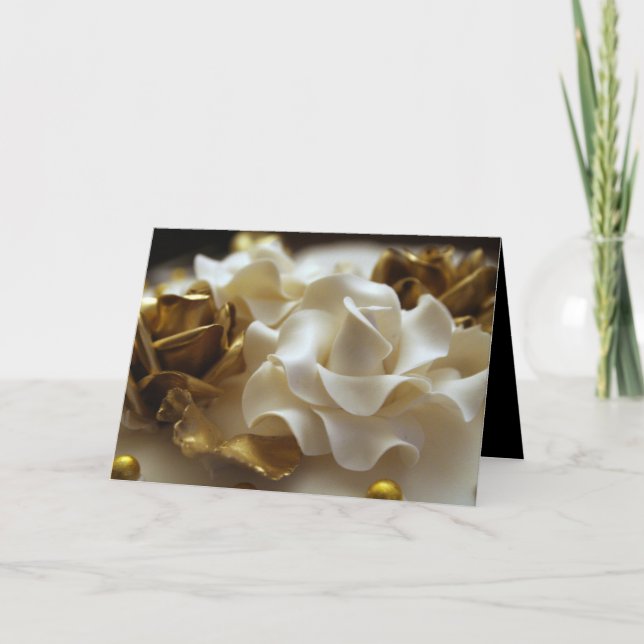 Gold and Cream Wedding Rose Einladung Card (Vorderseite)