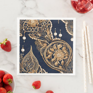 Gold and dark blue AI art Serviette
