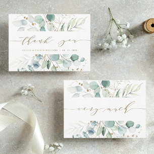 Gold and Green Botanical Wedding Dankeschön Card Dankeskarte
