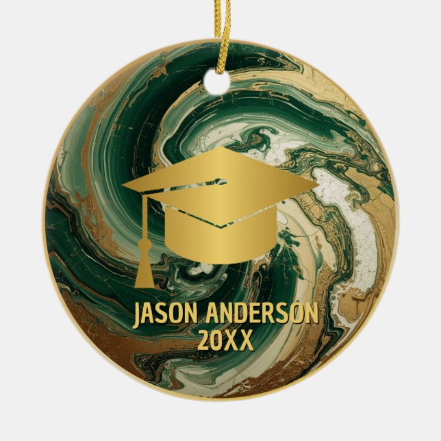 Gold and Green Custom Graduation Ornament (Vorne)