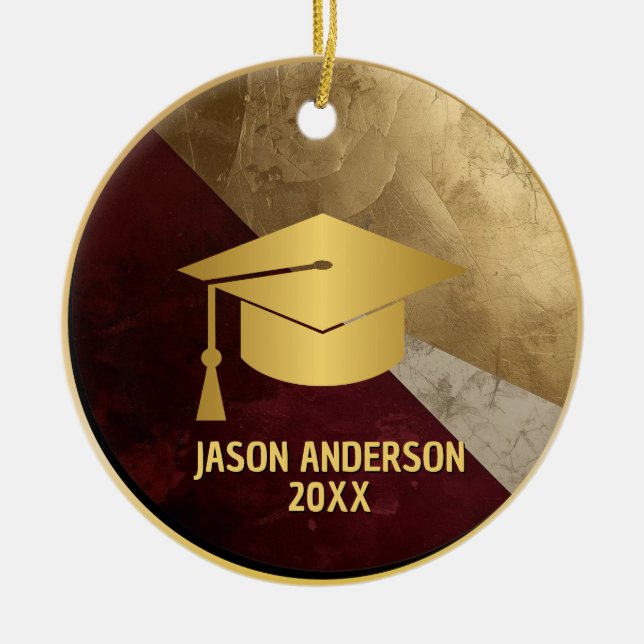 Gold and Maroon Custom Graduation Ornament (Vorne)
