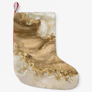 Gold and Pearl - Splatter and flow Kleiner Weihnachtsstrumpf