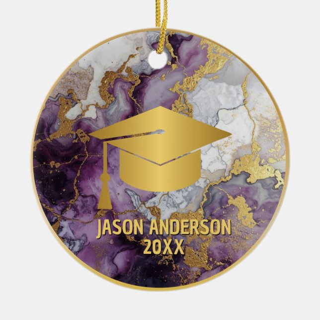 Gold and Purple Custom Graduation Ornament (Vorne)