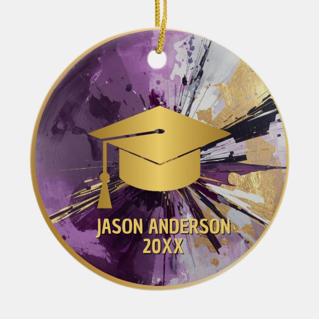 Gold and Purple Custom Graduation Ornament (Vorne)