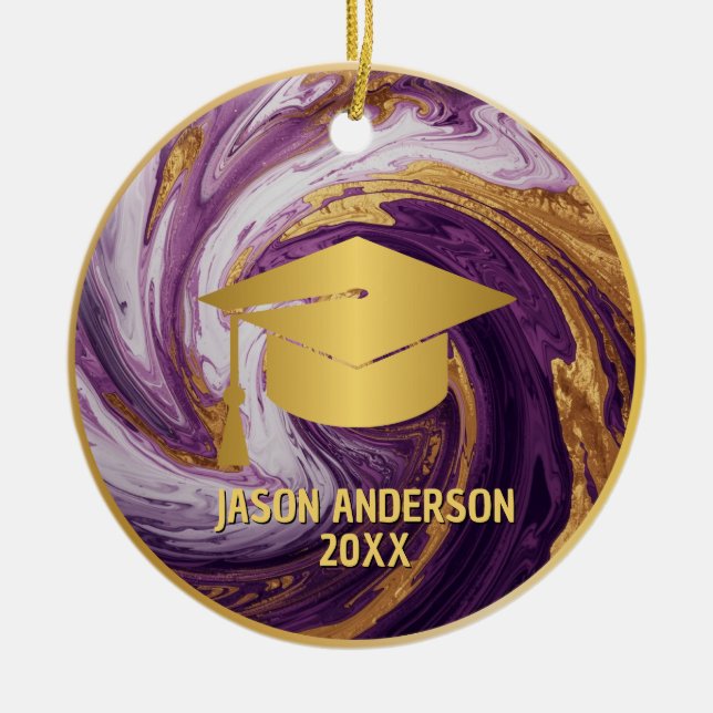 Gold and Purple Custom Graduation Ornament (Vorne)
