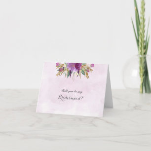 Gold and Purple Will You Be My Bridesmaid Card Einladung