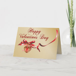 Gold and Red Heart Locket Valentine Card Feiertagskarte