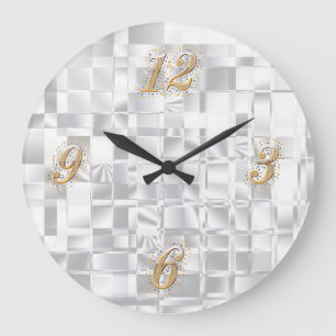Gold and Silver Bling Wall Clock Große Wanduhr