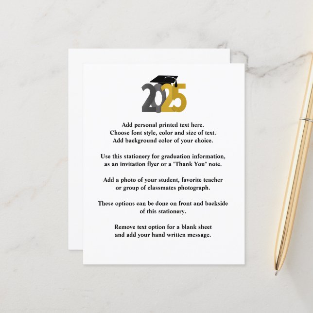 Gold and Silver Class of 2025 Grad Ankündigung (Vorderseite/Rückseite Beispiel)