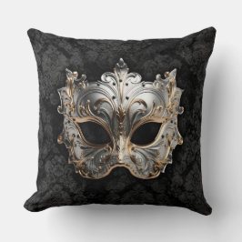 Gold and Silver Filigree Venetian Mask Kissen