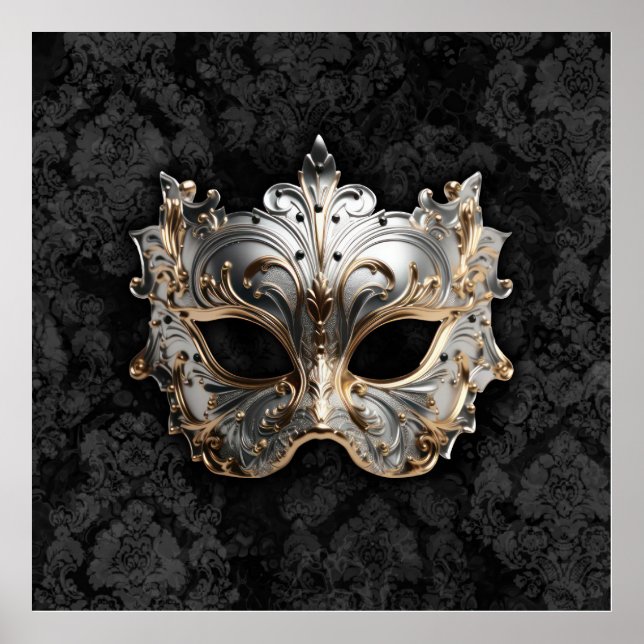 Gold and Silver Filigree Venetian Mask Poster (Vorne)