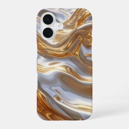 Gold and Silver Liquid Metal – Luxury Abstract iPhone 16 Hülle