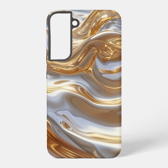 Gold and Silver Liquid Metal – Luxury Abstract Samsung Galaxy Hülle (Rückseite)