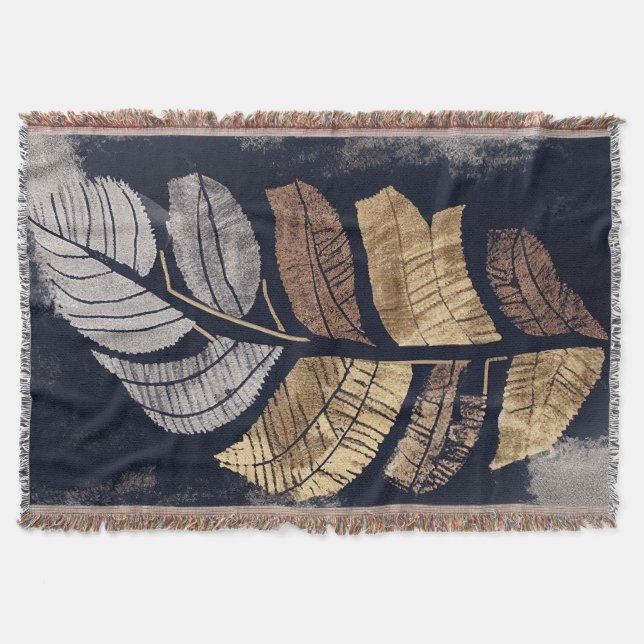 Gold and Silver Metallic Leaves Elegant Botanical  Decke (Vorderseite)