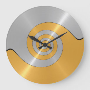 Gold and silver stainless steel metal swirl große wanduhr