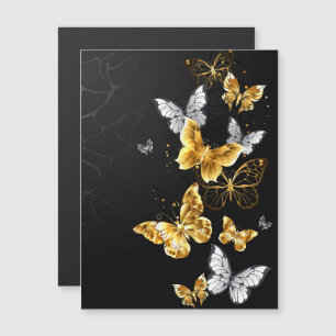 Gold and white butterflies magneteinladung