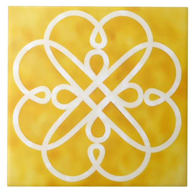 Gold and White Celtic Design Decorative Tile Fliese (Vorderseite)