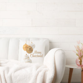 Gold and White Christmas Balls Custom Text Kissen