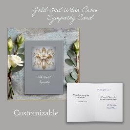 Gold And White Cross Sympathy Karte