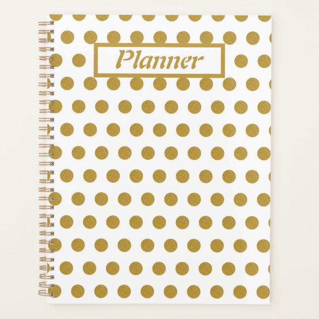 Gold and white Polka dots  Planer (Vorderseite)