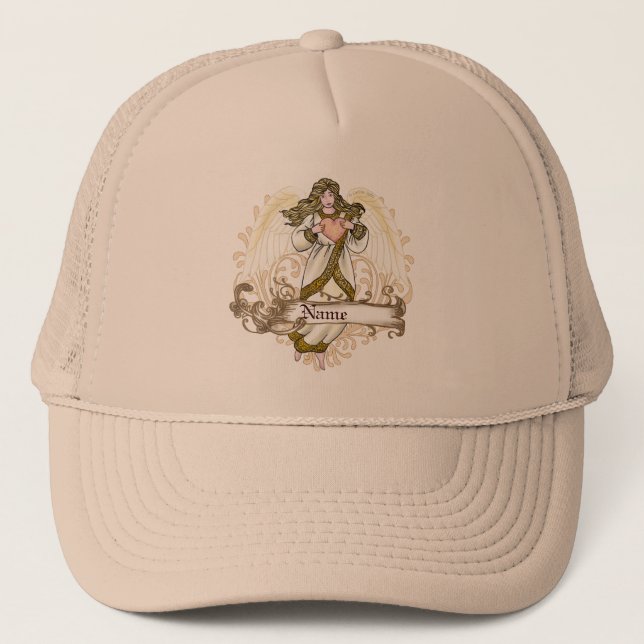 Gold Angel Heart Hat Truckerkappe (Vorderseite)