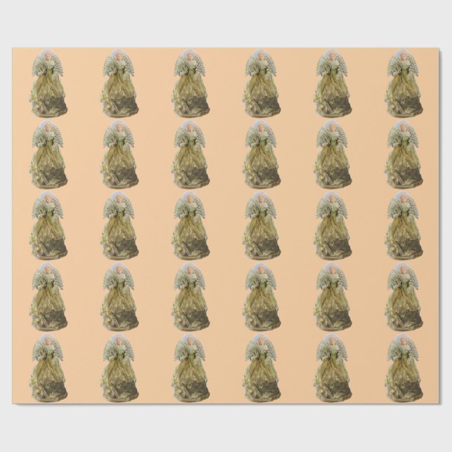 Gold Angel Light Gold Wrapping Paper Geschenkpapier (Flach)