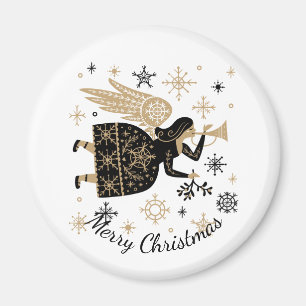 Gold Angel Stars Christmas Carol Folkart Magnet