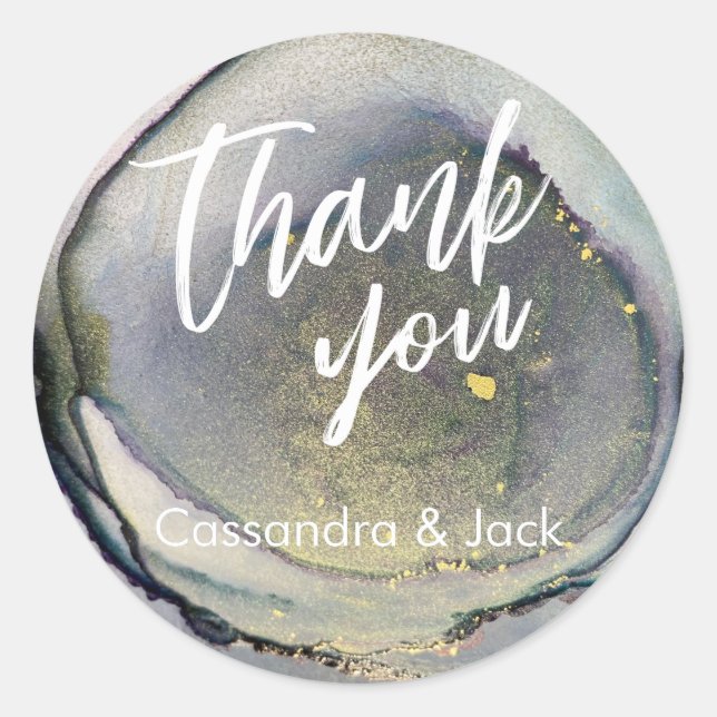 Gold angereicherte flüssige Abstrakte Kunst Lässig Runder Aufkleber (Vorderseite)