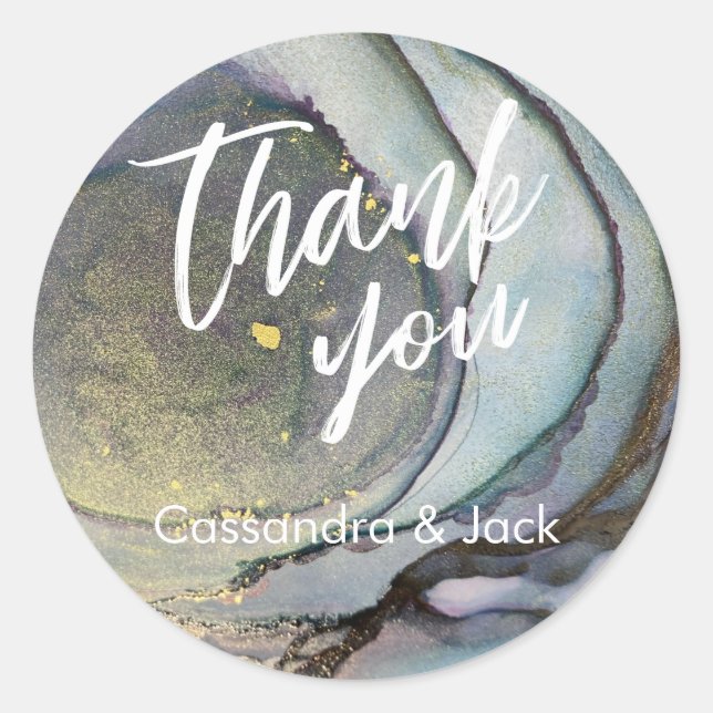 Gold angereicherte flüssige Abstrakte Kunst Lässig Runder Aufkleber (Vorderseite)