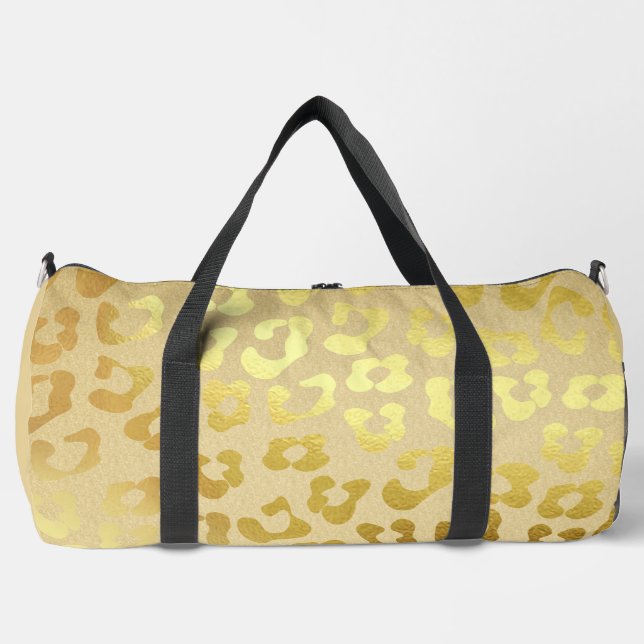 Gold Animal Print Duffel Tasche (Vorderseite)
